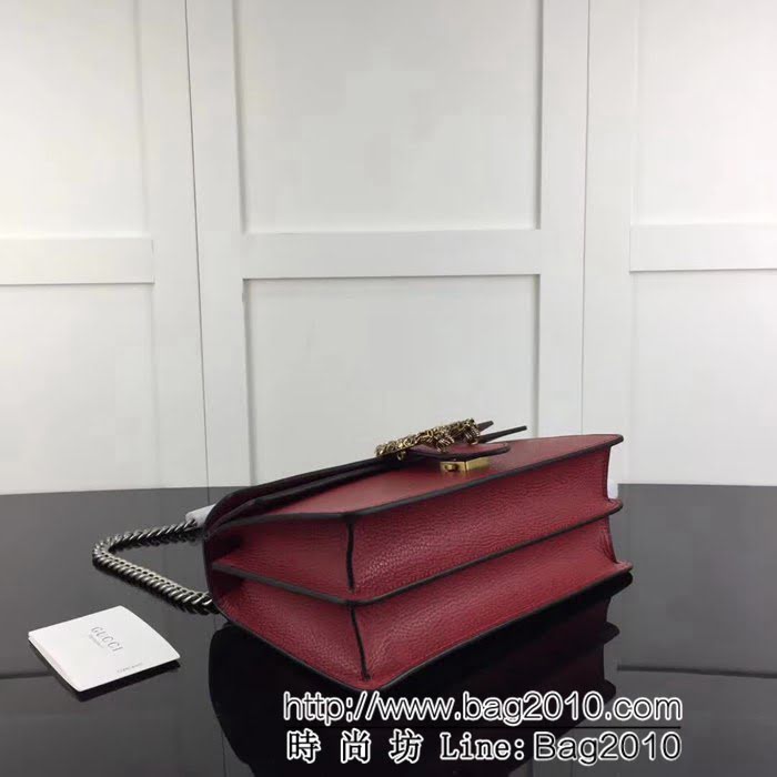 GUCCI古馳原單 新款 專櫃品質原單貨實物實拍 400249 棗紅全皮 對正品雙色皮 鏈條單肩斜挎包 HY1014